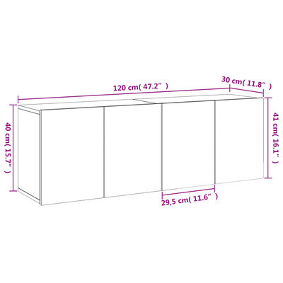 vidaXL væghængte tv-borde 2 stk. 60x30x41 cm grå sonoma-eg