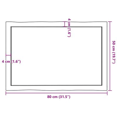 vidaXL bordplade 80x50x(2-4)cm naturlig kant ubehandlet massivt træ