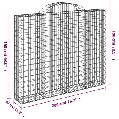 vidaXL buet gabionkurv 200x30x160/180 cm galvaniseret jern