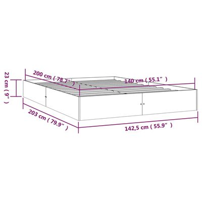 vidaXL sengeramme 140x200 cm massivt træ hvid