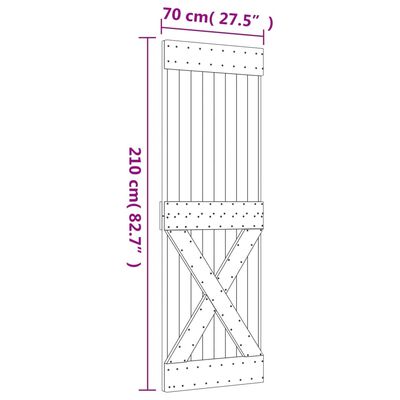 vidaXL dør NARVIK 70x210 cm massivt fyrretræ