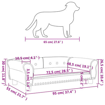 vidaXL hundeseng 95x55x30 cm kunstlæder cappuccinofarvet