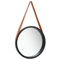 vidaXL vægspejl med rem 40 cm sort