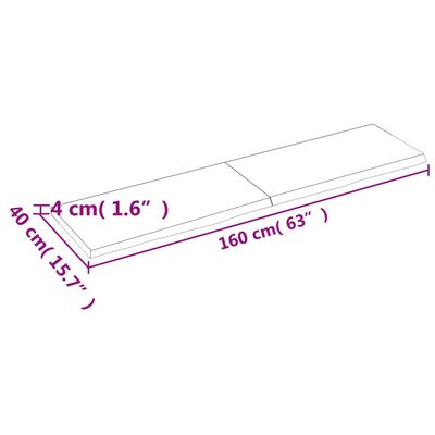 vidaXL bordplade 160x40x(2-4) cm behandlet massivt egetræ mørkebrun