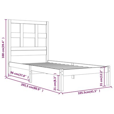 vidaXL sengeramme 100x200 cm massivt fyrretræ gyldenbrun