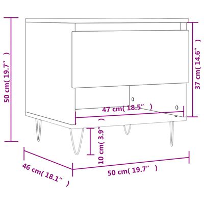 vidaXL sofaborde 2 stk. 50x46x50 cm konstrueret træ hvid højglans