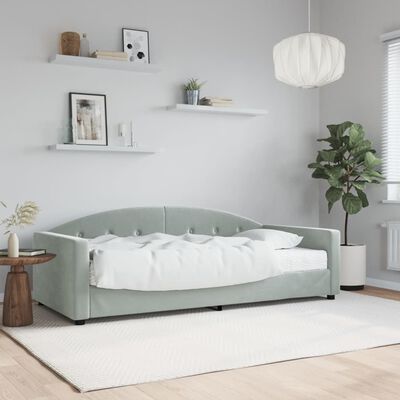 vidaXL daybed med madras 90x200 cm velour lysegrå