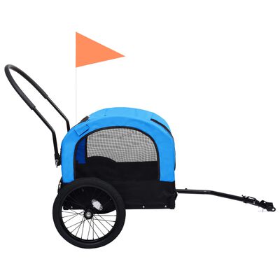 vidaXL 2-i-1 cykelanhænger og jogger til kæledyr blå og sort