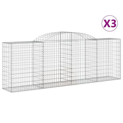 vidaXL buede gabionkurve 3 stk. 300x50x100/120 cm galvaniseret jern