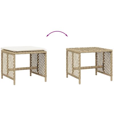 vidaXL haveskamler 4 stk. med hynder 41x41x36 cm polyrattan beige