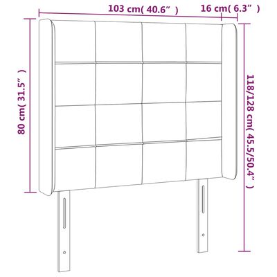 vidaXL sengegavl med LED-lys 103x16x118/128 cm fløjl mørkegrøn