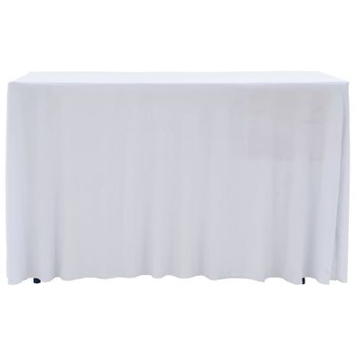vidaXL strækbare bordduge med skørt 2 stk. 120 x 60,5 x 74 cm hvid