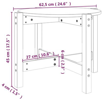 vidaXL sofabord Ø 62,5x45 cm massivt fyrretræ gyldenbrun