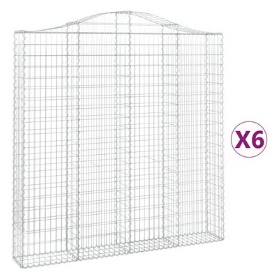 vidaXL buede gabionkurve 6 stk. 200x30x200/220 cm galvaniseret jern