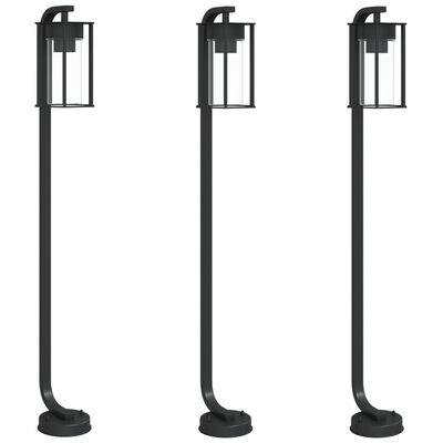 vidaXL udendørs standerlamper 3 stk. 100 cm rustfrit stål sort