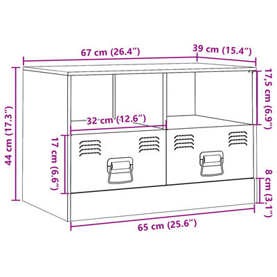 vidaXL tv-bord 67x39x44 cm stål sennepsgul