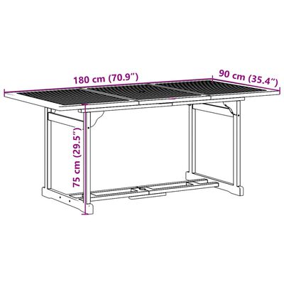 vidaXL spisebordssæt til haven 9 dele 180x90x75 cm massivt akacietræ