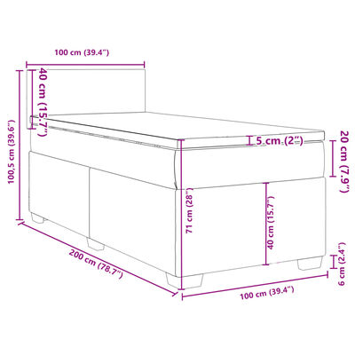 vidaXL kontinentalseng med madras 100x200 cm stof cremefarvet