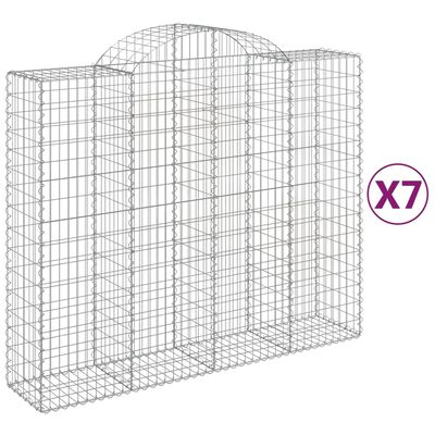 vidaXL buede gabionkurve 7 stk. 200x50x160/180 cm galvaniseret jern