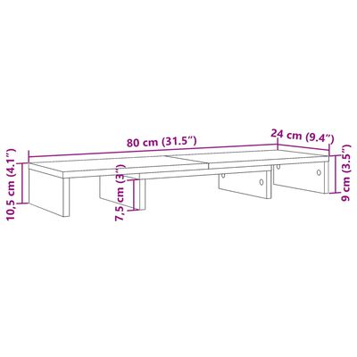 vidaXL skærmholder 80x24x10,5 cm justerbar konstrueret træ brunt eg