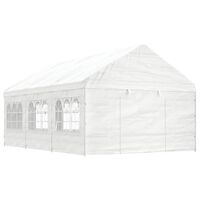 vidaXL pavillon med tag 6,69x4,08x3,22 m polyethylen hvid