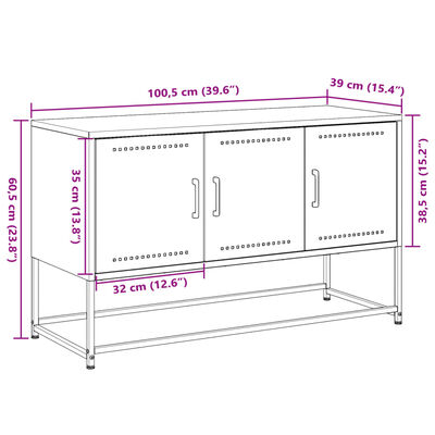 vidaXL tv-bord 100,5x39x60,5 cm stål olivengrøn