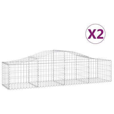 vidaXL buede gabionkurve 2 stk. 200x50x40/60 cm galvaniseret jern