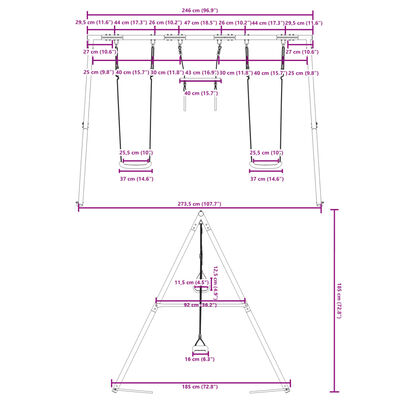 vidaXL gyngesæt med gynger og trapez