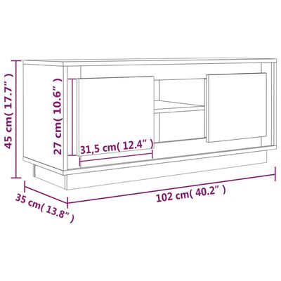 vidaXL tv-bord 102x35x45 cm konstrueret træ sort