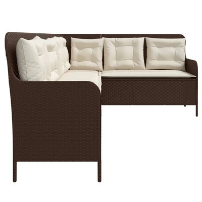 vidaXL havesofa med hynder L-formet polyrattan brun