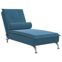 vidaXL chaiselong med massage og pude fløjl blå
