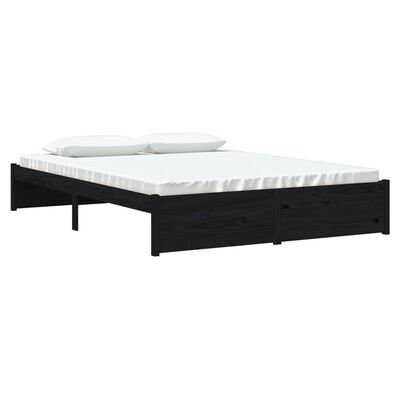 vidaXL sengeramme 150x200 cm King Size massivt træ sort