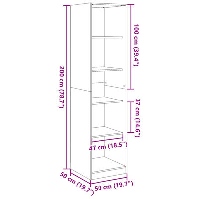 vidaXL klædeskab 50x50x200 cm konstrueret træ sort