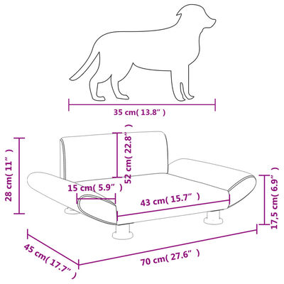 vidaXL hundeseng 70x45x28 cm stof sort