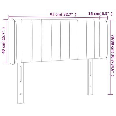 vidaXL sengegavl med LED-lys 83x16x78/88 cm stof blå