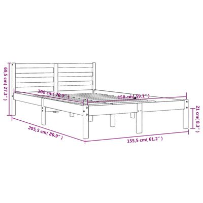 vidaXL sengeramme uden madras 150x200 cm massivt fyrretræ gyldenbrun