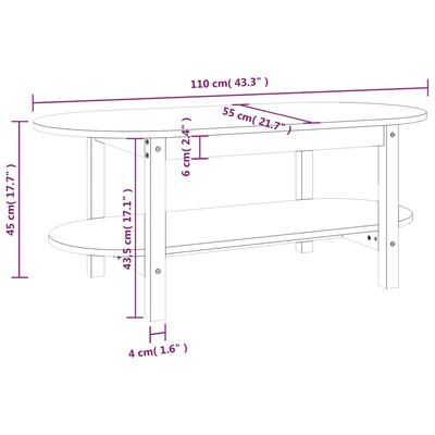 vidaXL sofabord 110x55x45 cm massivt fyrretræ grå