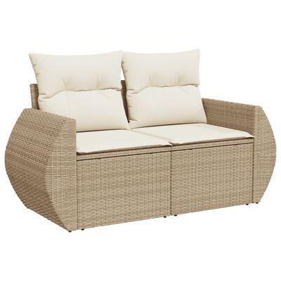 vidaXL sofasæt til haven 9 dele med hynder polyrattan beige