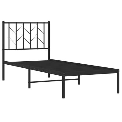 vidaXL sengeramme med sengegavl 75x190 cm metal sort