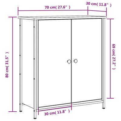 vidaXL skænk 70x30x80 cm konstrueret træ røget egetræsfarve