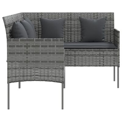 vidaXL L-formet sofa med hynder polyrattan grå