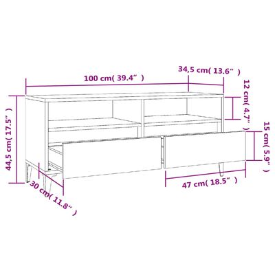 vidaXL tv-bord 100x34,5x44,5 cm konstrueret træ hvid højglans