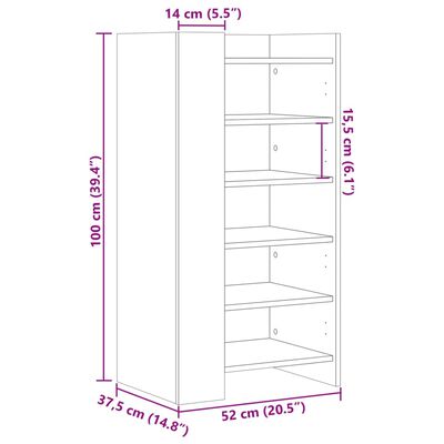 vidaXL skoskab 52x37,5x100 cm konstrueret træ brun egetræsfarve