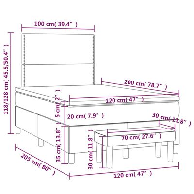 vidaXL kontinentalseng med madras 120x200 cm stof sort