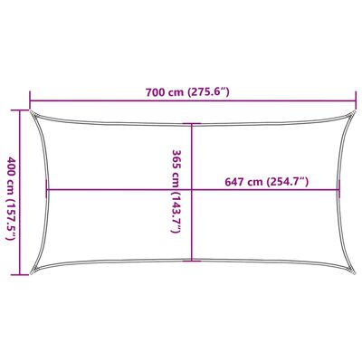 vidaXL solsejl 7x4 m 100 % polyesterstof sandfarvet