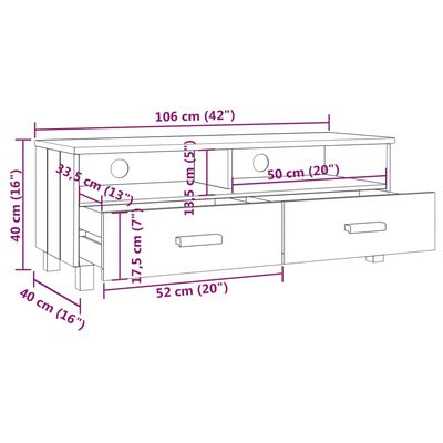 vidaXL tv-skab HAMAR 106x40x40 cm massivt fyrretræ lysegrå