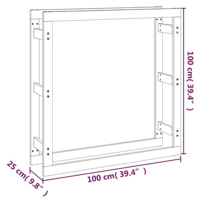 vidaXL brændestativ 100x25x100 cm massivt fyrretræ grå