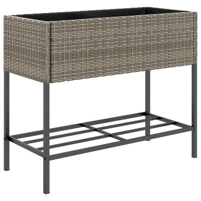 vidaXL plantekasser 2 stk. med hylde 90x40x75 cm polyrattan grå