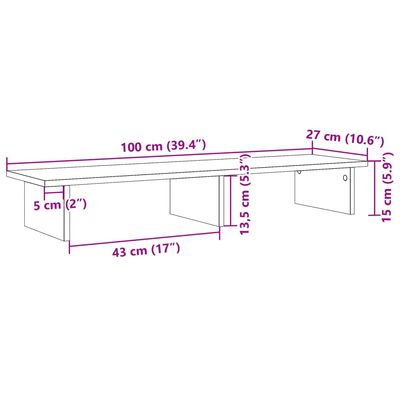 vidaXL skærmstander 100x27x15 cm konstrueret træ brun egetræsfarve