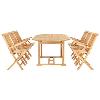 vidaXL udendørs spisebordssæt 7 dele 150-200x100x75 cm massivt teak